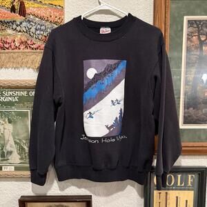 Vintage 80s/90s Jackson Hole Wyoming Skiing Pullover Sweatshirt USA Size Medium